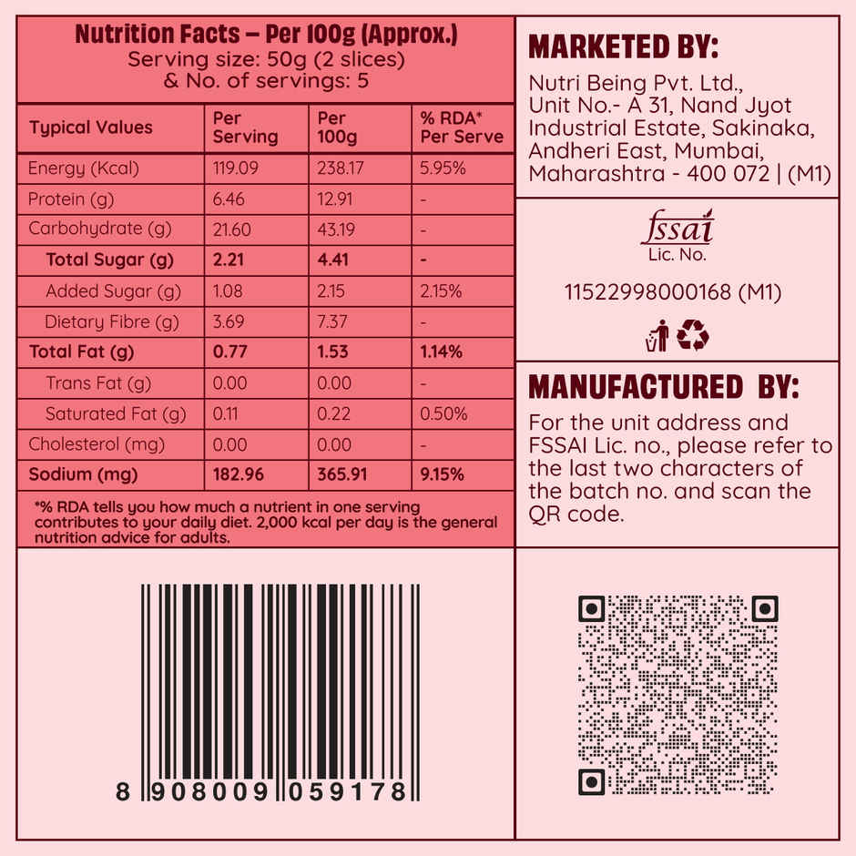 The Health Factory Zero Maida Multigrain Bread | Clean Label, Not Brown