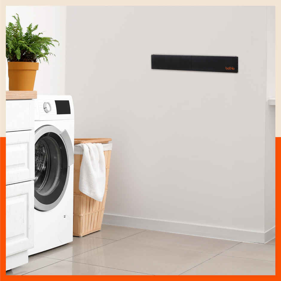 Bathla Wall Mounted Clothes Drying Rack | 3.5 m, 5 Steel Rods | Eze | Black