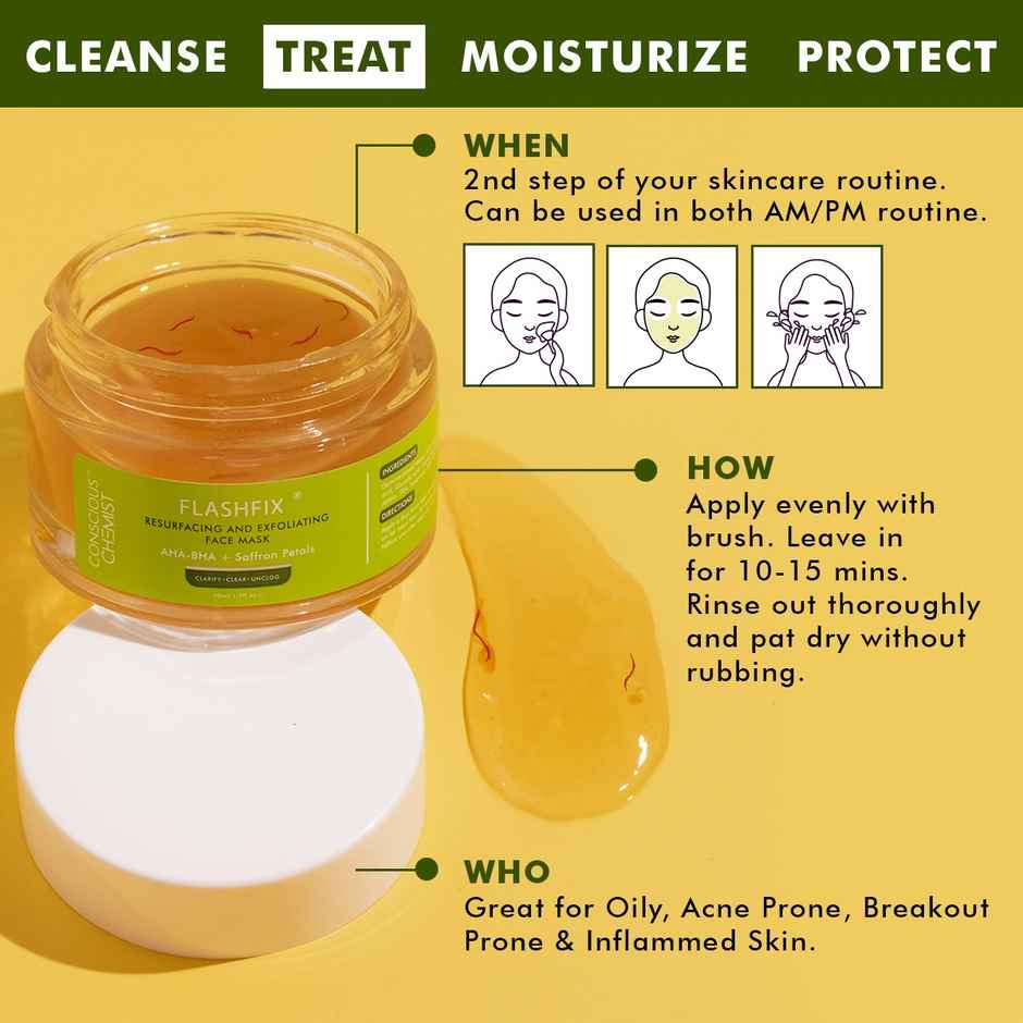 Conscious Chemist Exfoliating Face Mask For Oily Acne Prone Skin With Salicylic & Saffron Petals