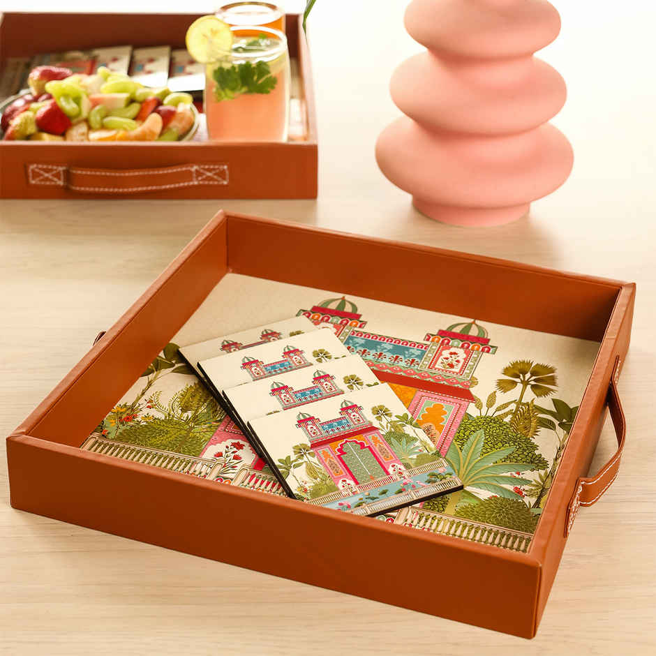 Birch & Co. Serving Tray - Mughal With Four Free Matching Coasters