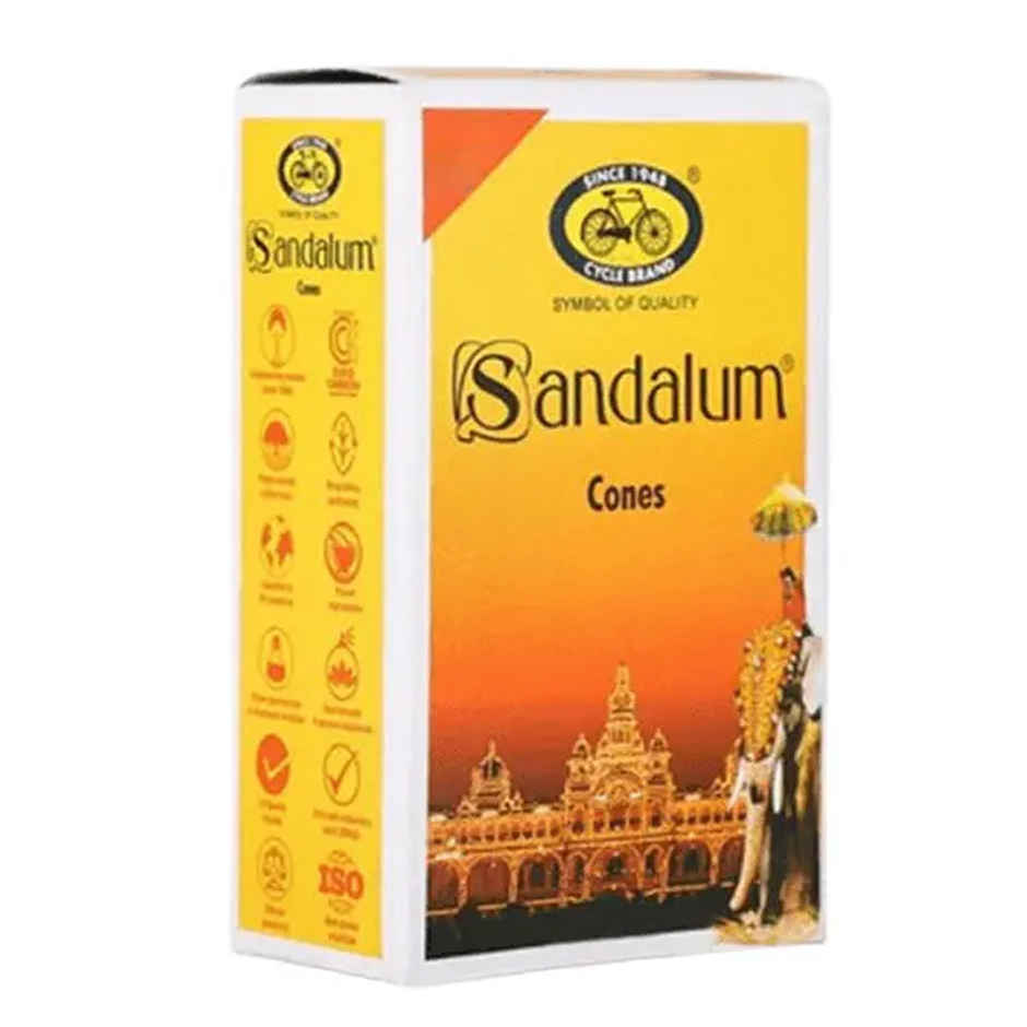 Sandalum (Chandan) Charcoal-Free and Bambooless Incense Cones | 8 Cones, 1 Holder | Cycle