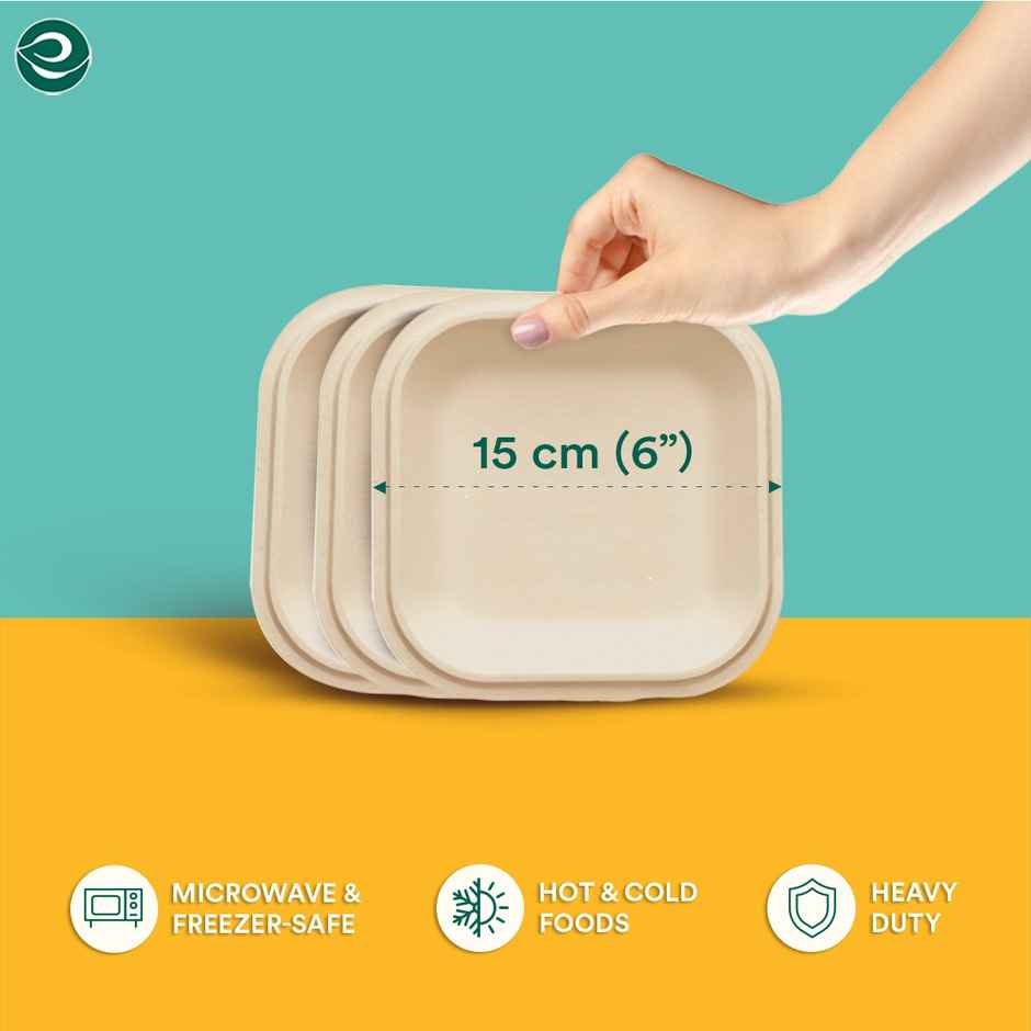 Disposable Plate | Square | 6 inch | 25 Count | Eco Soul