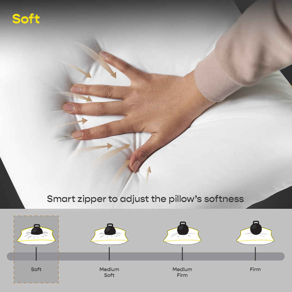SleepyCat Microfiber Cloud Pillow With Adjustable Zipper White | Standard Size | 27 x 18 inch
