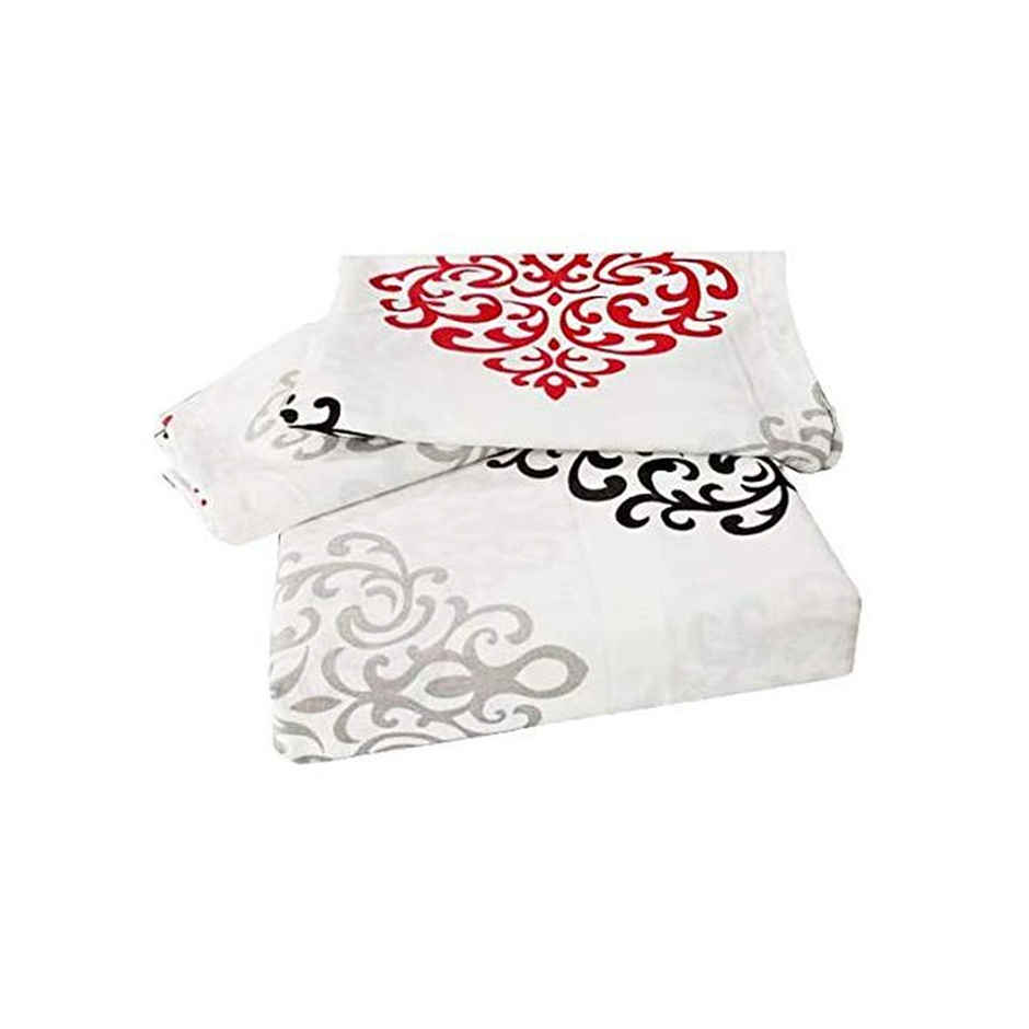 BAY6 Super King 100% Cotton 144 TC Paisley Print Bedsheet | White & Pink | 108 x 108 in