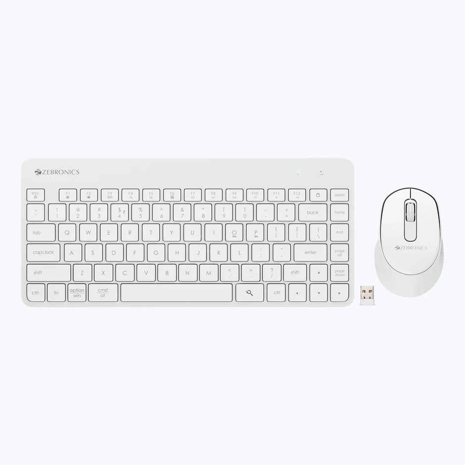 Zebronics Companion 201 2.4Ghz Wireless Keyboard & Mouse Combo, 83 Keys, Ai Assist Key (White)