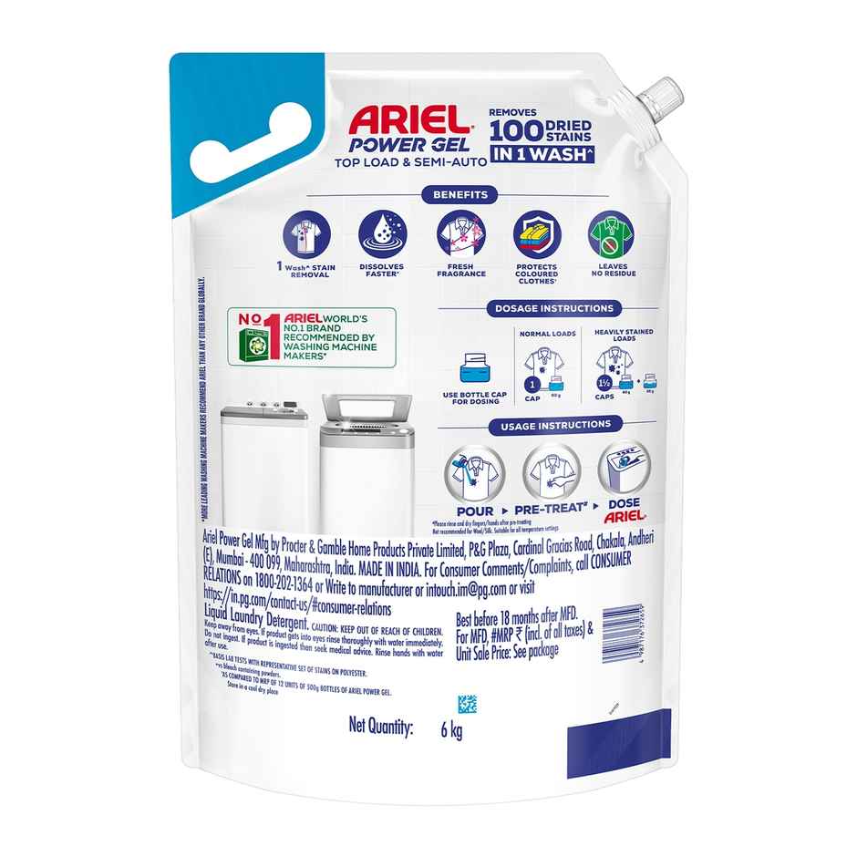 Ariel Power Gel Liquid Detergent for Top load washing machine
