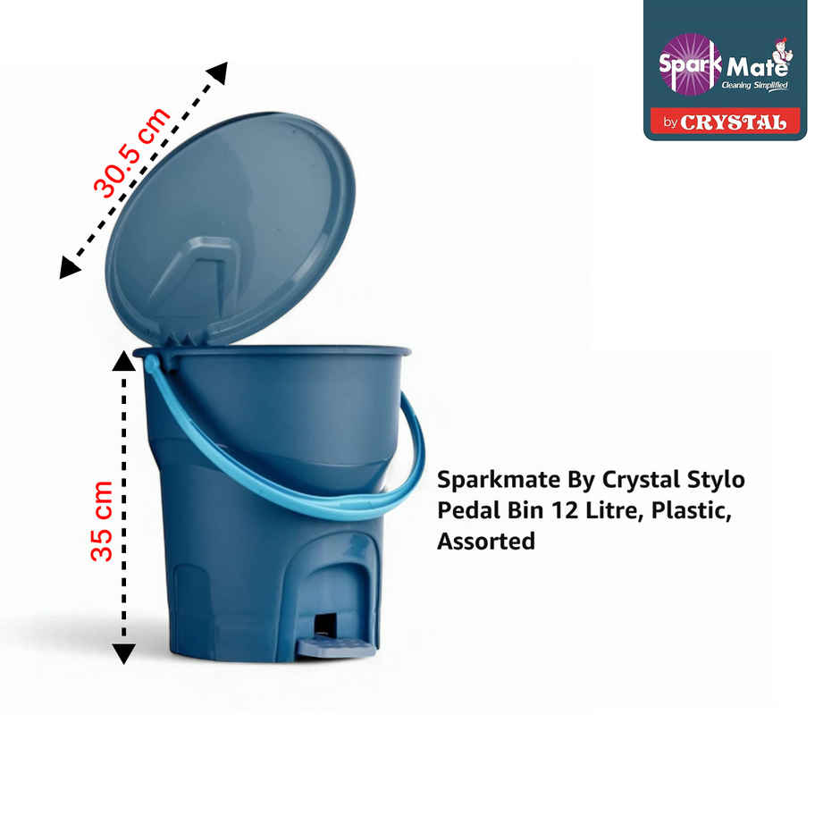 Sparkmate By Crystal Stylo Pedal Bin 12 Litre | Assorted