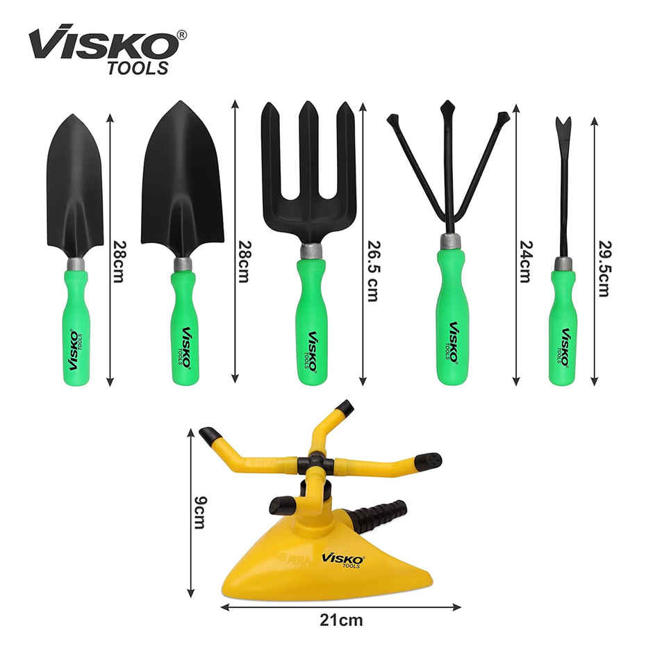 Visko 606 Gtk Garden Tool Kit | Green-Yellow And Black | 6 pcs