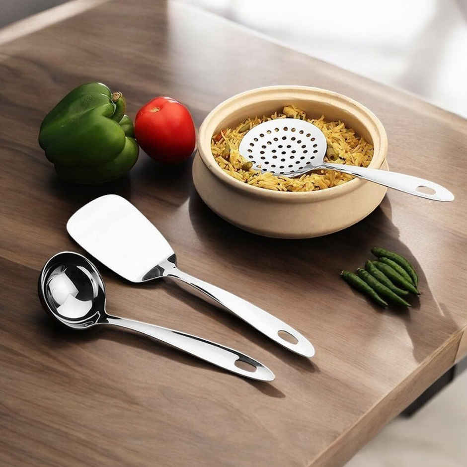 Petals 3 Pcs Cooking Serving Spoons Spatula Set - 9 Inches/23 Cms