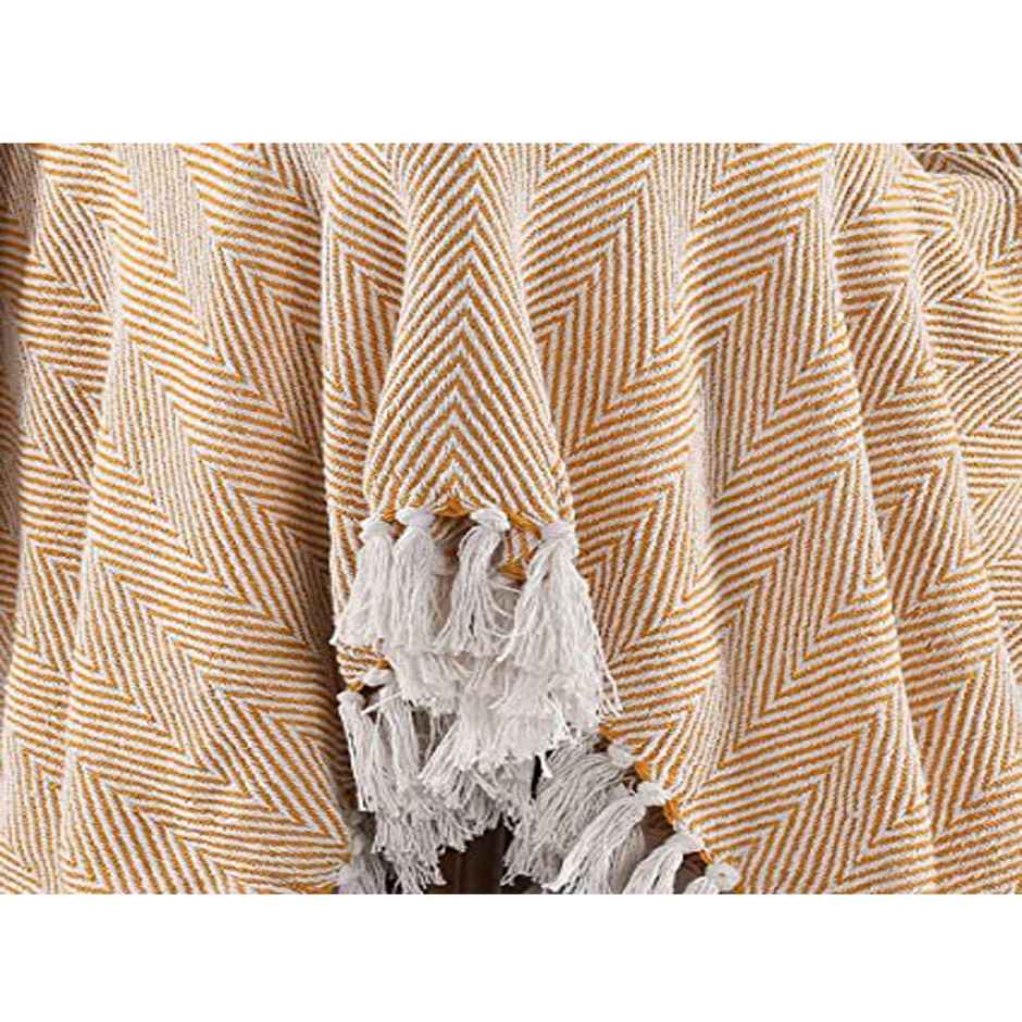 Sashaa World Spring-Hued Chevron Throw- Yellow