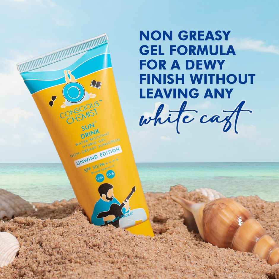 Conscious Chemist Unwind Edition Sun Drink With Water Resistant Gel Sunscreen SPF 50 PA++++