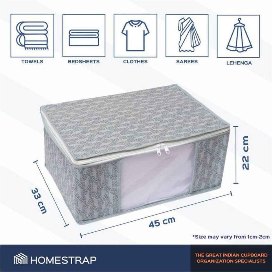 HomeStrap Fabric Regular Cloth Organizer | Grey