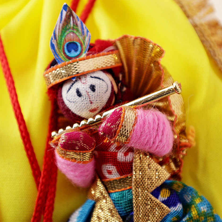 Colorful Radhe Krishna Potli Bag | Religious Traditional Pouch | Oye Happy
