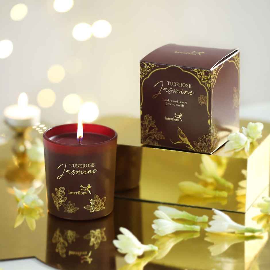 Haus & Kinder Rose Serenity King Bedsheet - 100% Cotton (270X270Cm) (1pc) & Igp Interflora Jasmine Tuberose Handpoured Candle (1pc) Combo