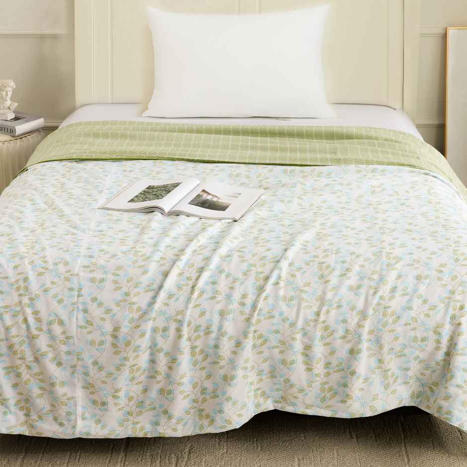 Story@home Printed Single Dohar/Duvet Cover (Cotton, Green) (220x144x2 cms)