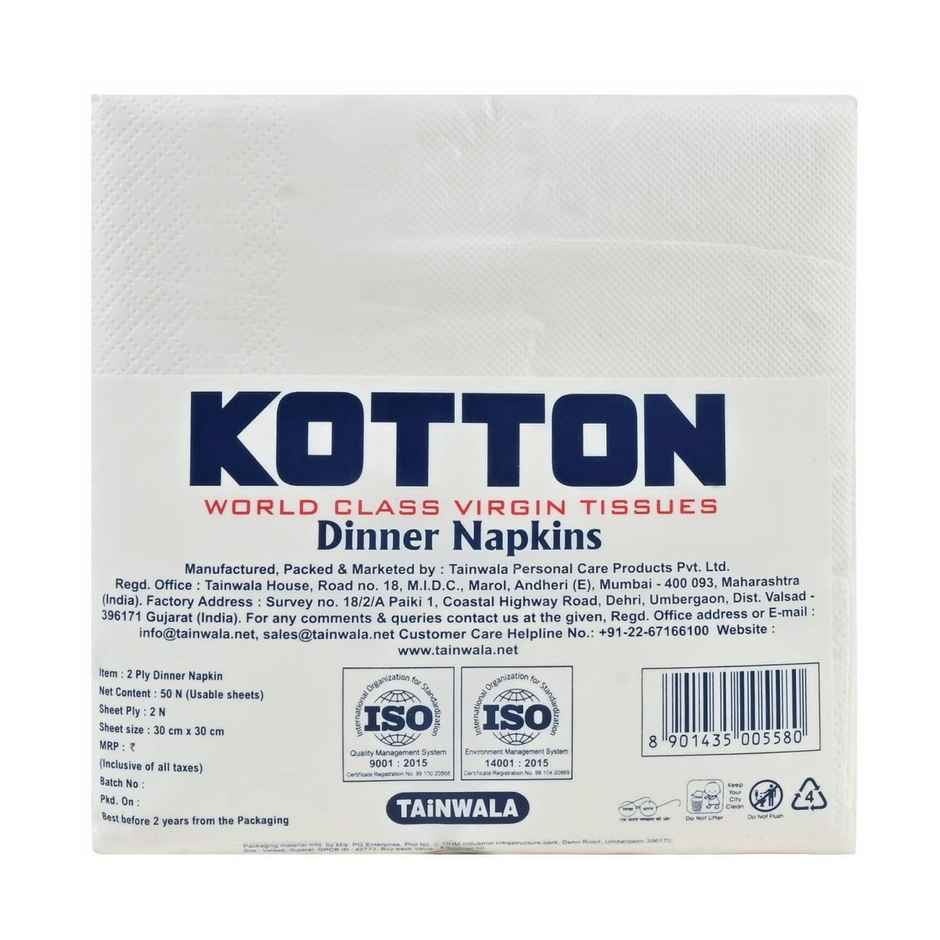 Kotton Premium Soft Napkin - 2 Ply -100% Virgin Pulp/Paper,30CMX30CM,50 pcs Combo
