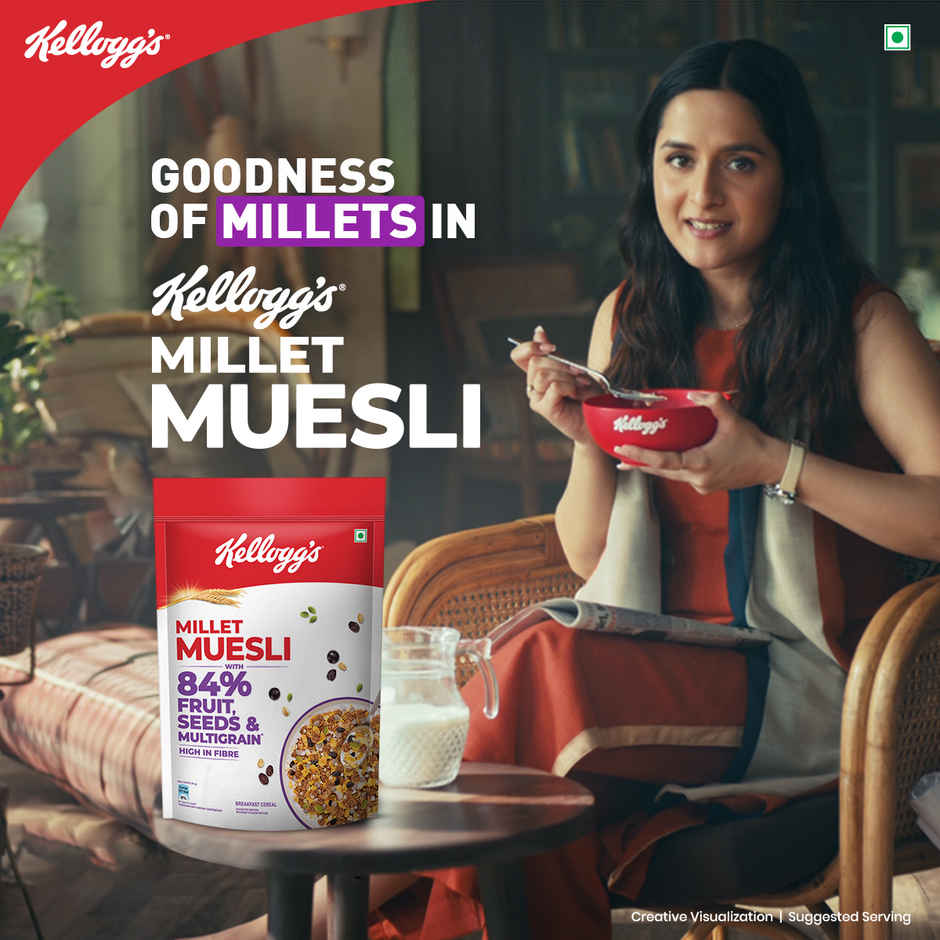 Kellogg's Millet Muesli with 84% Fruit, Seed and Multigrain|Power Breakfast|No Maida No Palm Oil