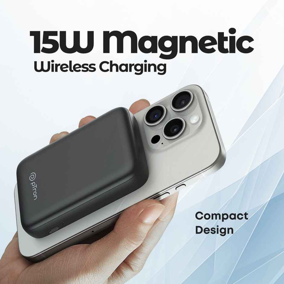 pTron Dynamo Arc 10000 mAh Power Bank | 22.5W Usb Fast Charging | 15W Magnetic Wireless Charging - Black