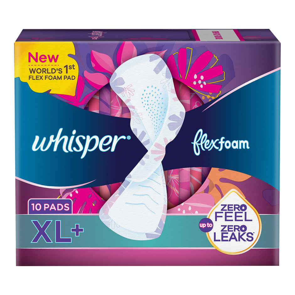 Whisper Flexfoam Sanitary Pads | XL+ | 10 pcs