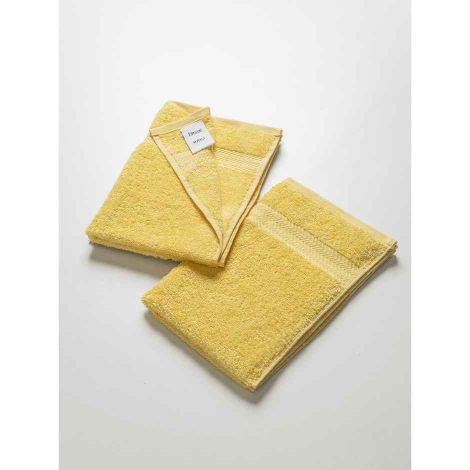 DDECOR Highly Durable Good Absorbency Cotton 500 GSM Hand Towel - Yellow