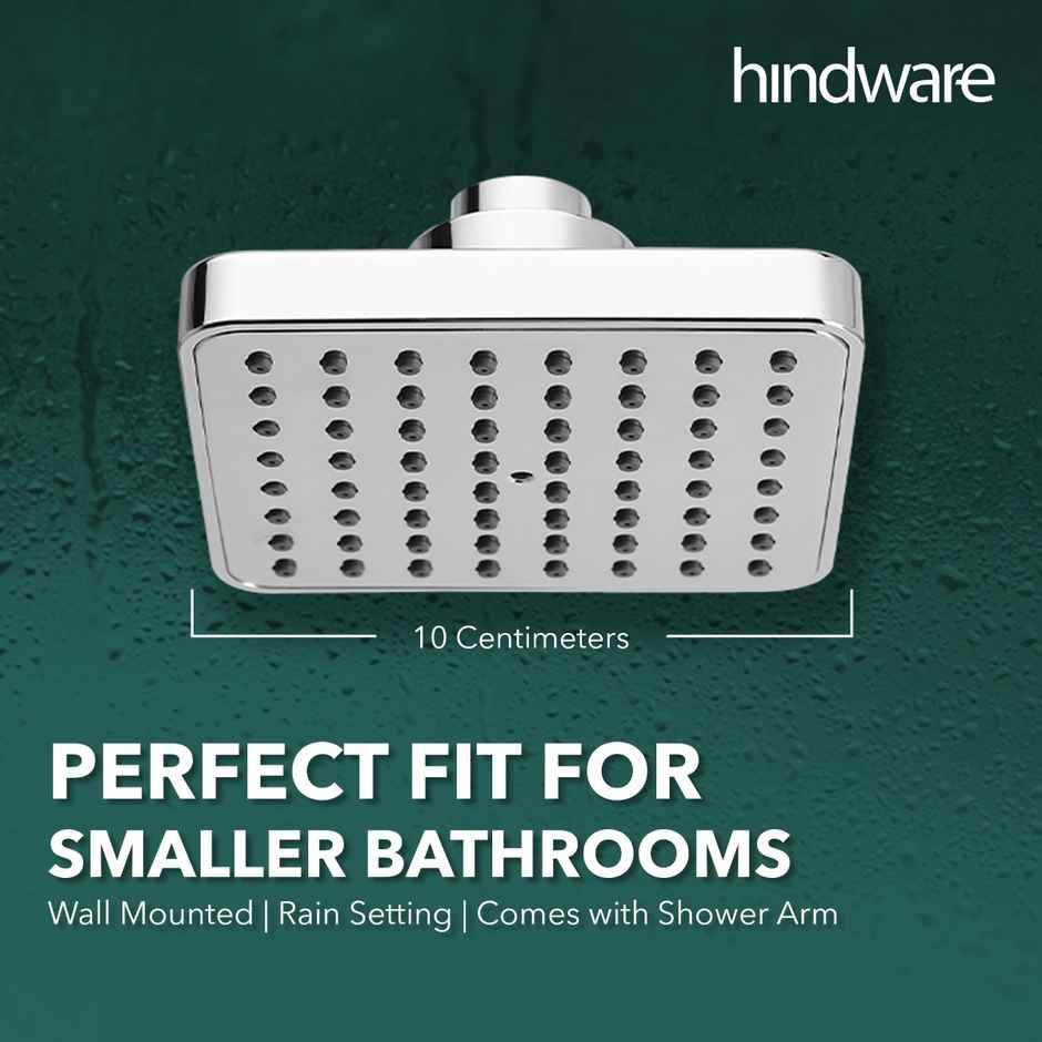 Hindware 100 mm ABS Easy Clean Rain Shower with 225 mm Arm - Square Head