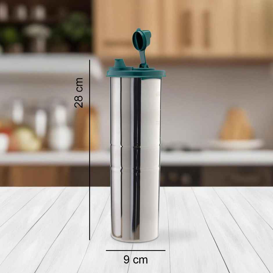 Signoraware Easy Flow Steel Oil Dispenser 1.1 Litre Food Grade Stainless Steel Fgreen