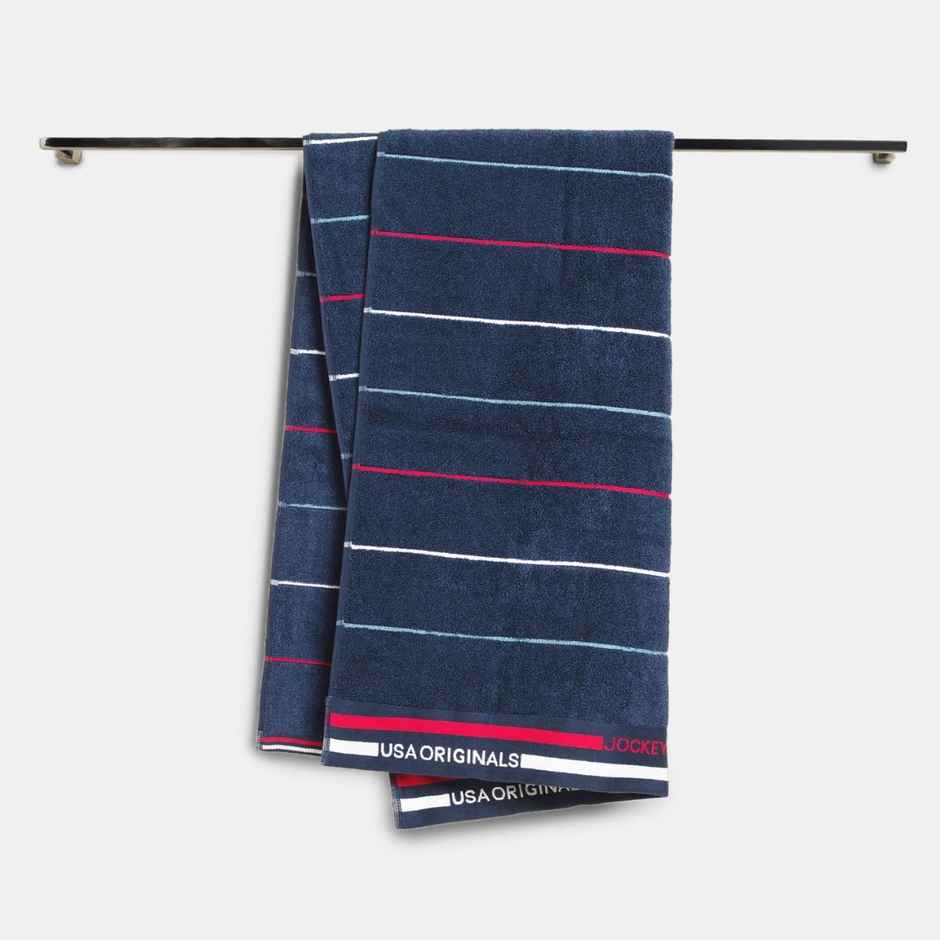 Jockey T122 Men's Cotton Rich Terry Ultrasoft and Durable Striped Bath Towel