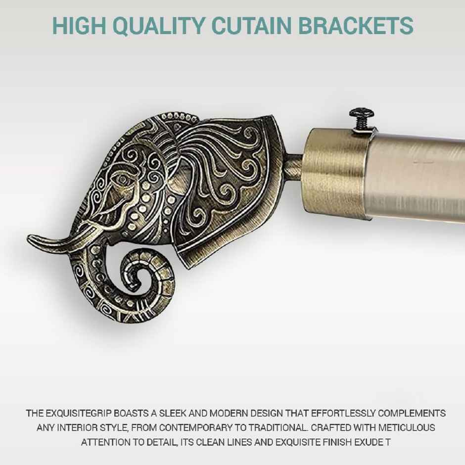 Gloxy Aluminium Antique Finish Curtain Bracket With 1 inch Rod Support Fittings | Pair of 3)