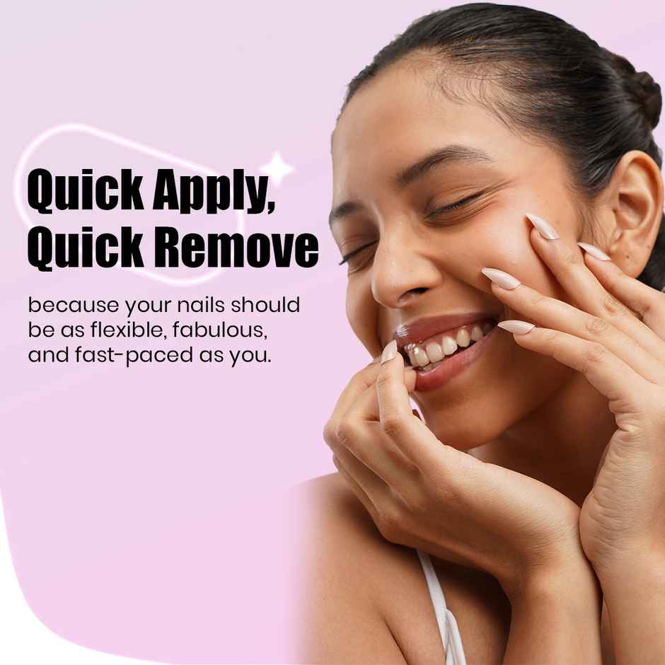 Sanfe Instant Stick On Nails - Classic Coffee | Press On Nails Kit | Artificial Nails Set