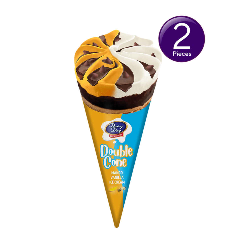 Dairy Day Double Cone Vanilla & Mango Ice Cream Cone Combo