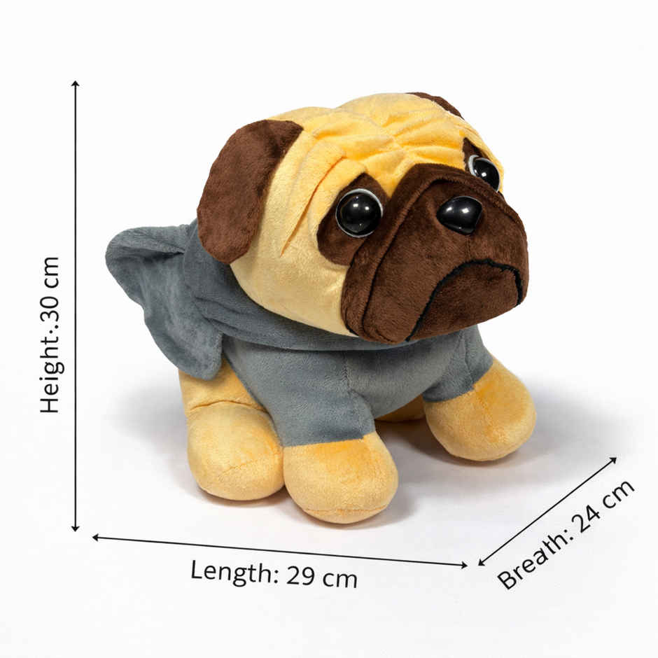 ZooWee Cute Grey Pug with Elephant Hoodie Plush 30 cm