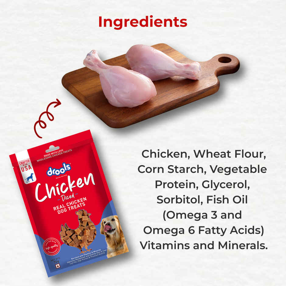 Drools Chicken Diced Dog Treats | Best For Training & Bonding | For Puppy & Adult