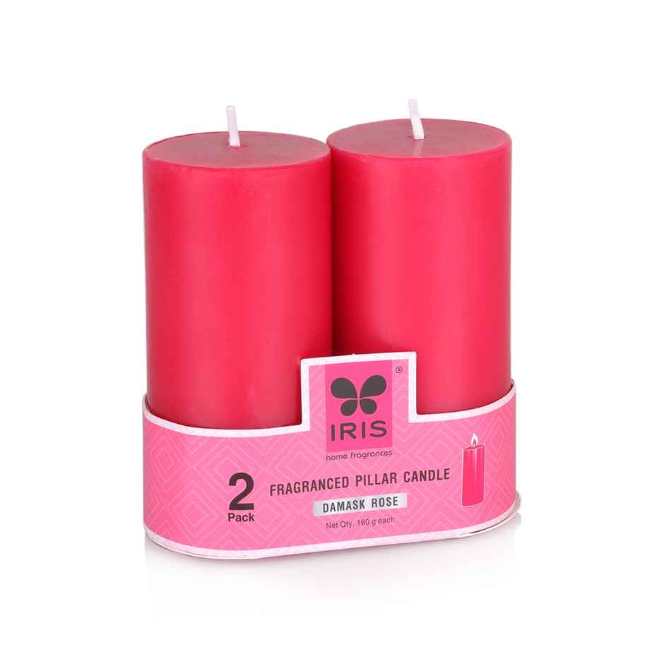 IRIS Damask Rose Scented Pillar Candle