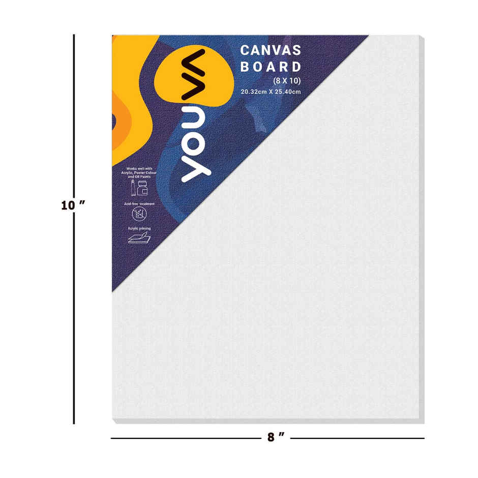 Navneet Youva Primed Canvas Board for Acrylic and Oil colour painting Size 8 x 10 inch