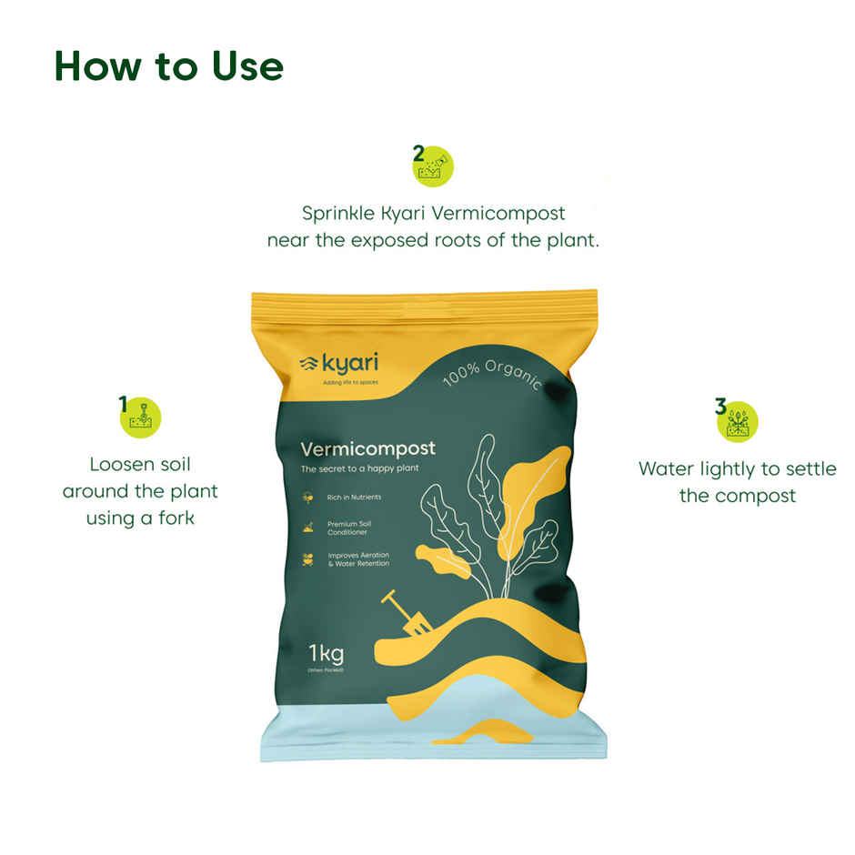 Kyari Vermicompost For Plants | Organic Fertilizer and Manure |1 kg | Garden Accessory