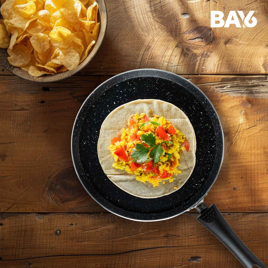 BAY6 Nonstick Cookware Set - (Dosa Tawa 26 cm + Kadai with Lid 22 cm) - Grey - (2pc)