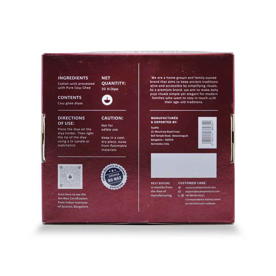 Cow Ghee Easy Diya | Yellow | Traditional | Pack of 30 | Diya-Pooja | Swaha