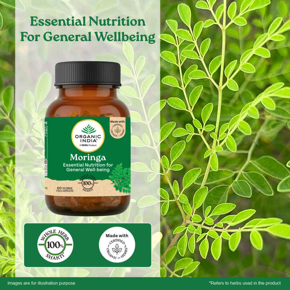 A TATA Product - Organic India Moringa Capsules - 60 Veg Caps, Essential Nutrition Superfood