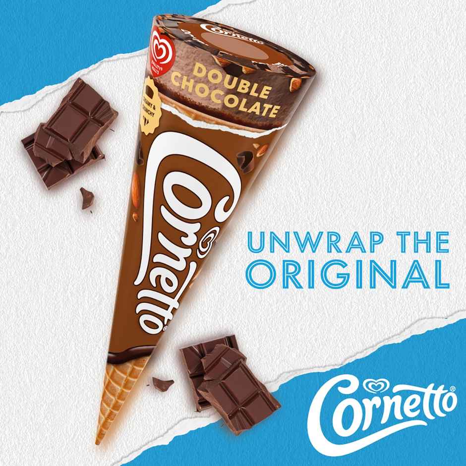Kwality Wall'S Cornetto Double Chocolate Cone(105ml) & Nestle Kitkat Crispy & Creamy 4 Finger Chocolate Coated Wafer(38.5gms) Combo