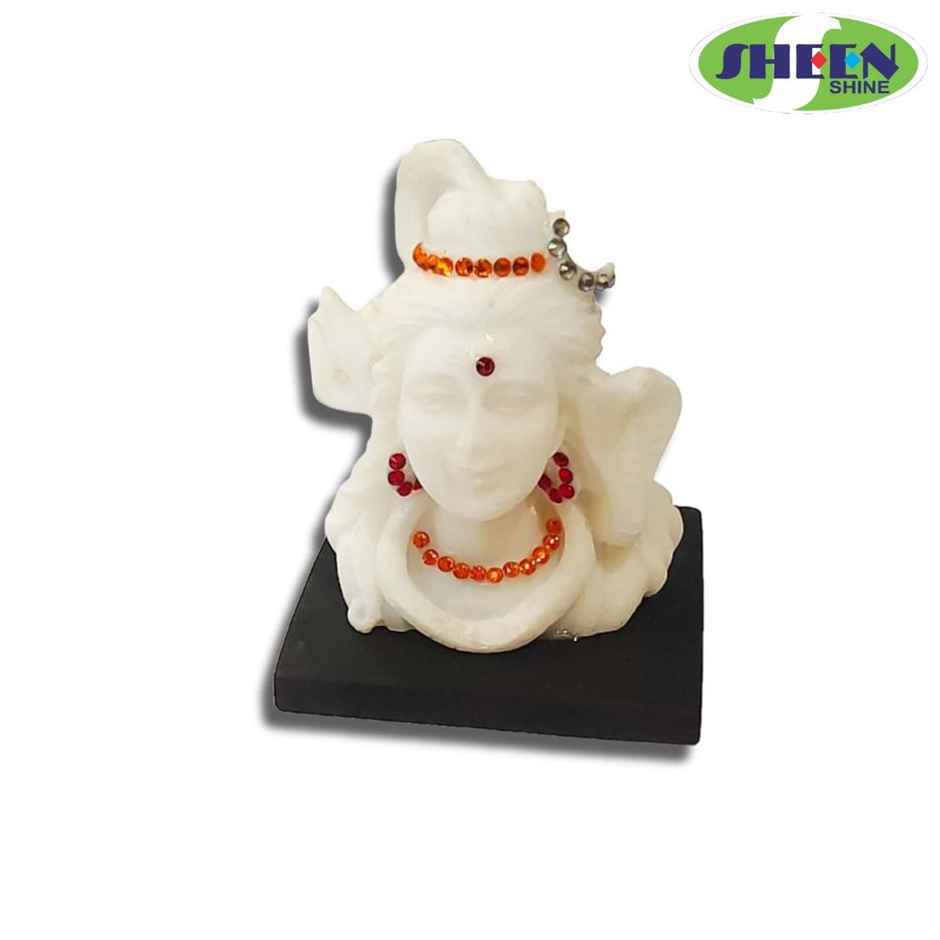 Sheen And Shine Lord Shiva Idol For Car Dashboard White-7.5 Cm