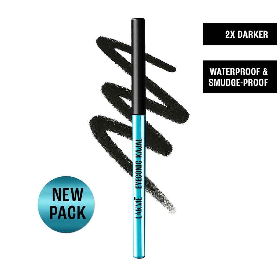 Lakme 9 to 5 Eyeconic Kajal, Smudgeproof, Waterproof, lasts upto 24 Hrs, Black