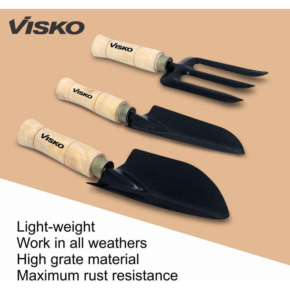 Visko 538 Garden Tools Kit | 5 Pcs Wooden Set, Gloves, Super Pruining Scateur, Scissor | 8 Tools