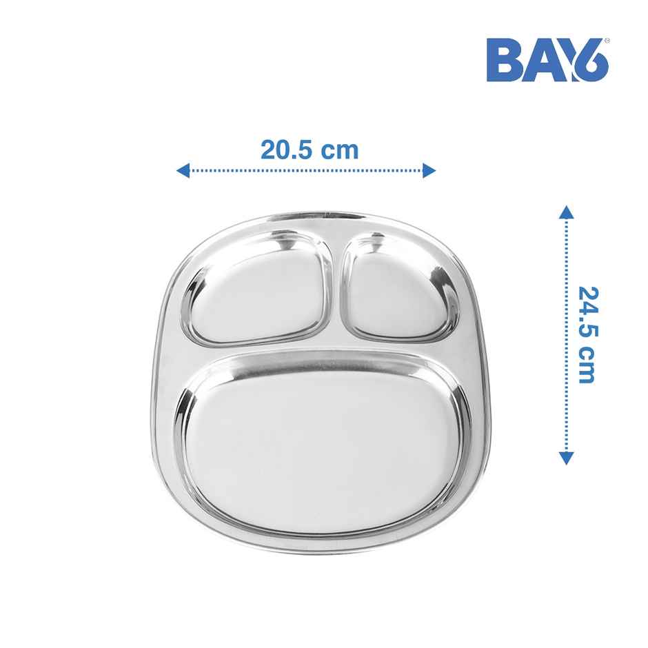 BAY6 Steel Idly / Pav Bhaji Plate 24.5 Cm - (2pc)