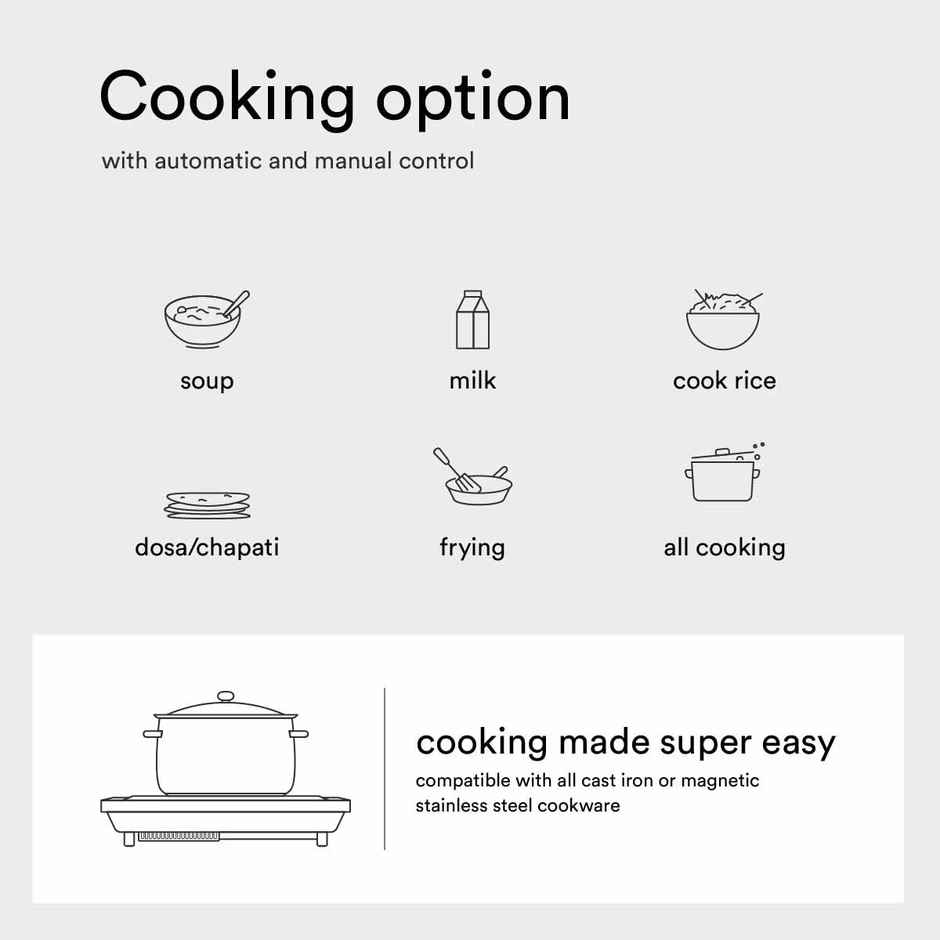 ZunVolt 2000 W Induction Cooktop Push Button, Unbreakable Glass Cooltouch Shockproof - Black