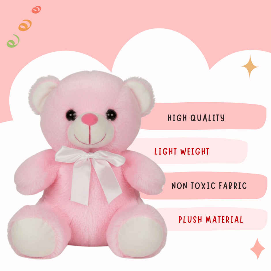 Toytales Cute Pink Teddy Bear Soft Toy | Plushie Stuffed Animal Toys | Assorted Design 25 cm