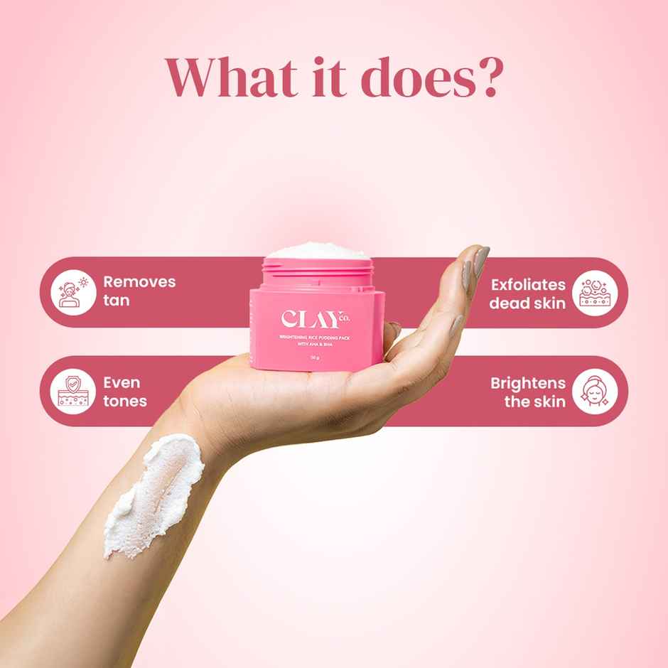 Clayco Detan/Brightening Rice Pack With AHA & BHA For Tan Removal | 50G