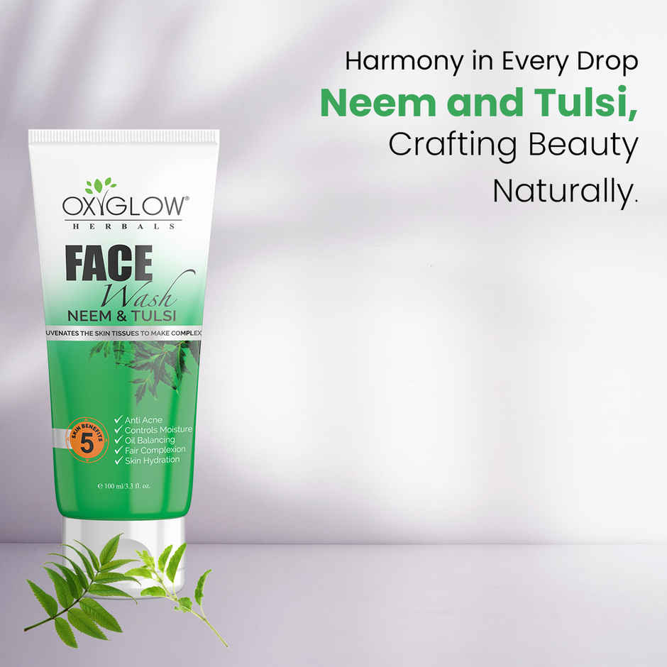 OxyGlow Herbals Neem & Tulsi Face Wash | Anti Acne | Skin Hydration
