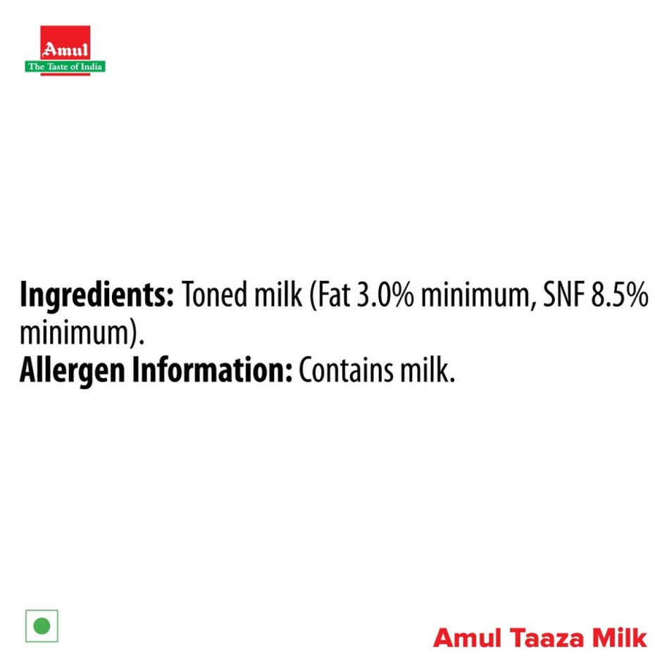 Amul Taaza Homogenised Toned Milk (Tetra Pack) Combo