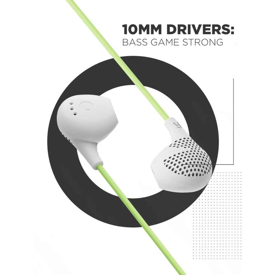 boAt Bassheads 104 Wired Earphones with 10 mm Drivers, Super Extra Bass & Mic (White)