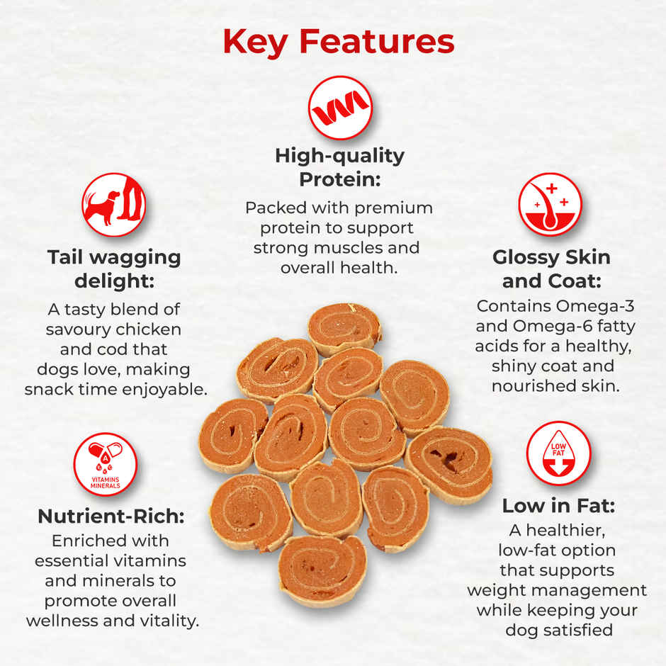 Drools Chicken Cod Roll Dog Treats | Best For Training & Bonding | For Puppy & Adult